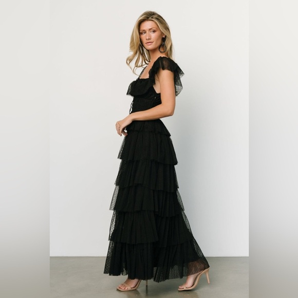 Amable by Mable  Black Ruffled Maxi Dress Size Small - Picture 9 of 14